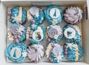 Ice princess Frozen Theme blue white and lilac snowflake sprinkles